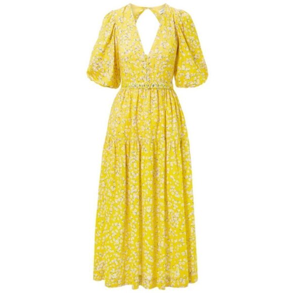 💕NICHOLAS💕 Celie Floral Print Long Dress Yellow Hastings Floral Print 10 NWOT - Picture 8 of 16